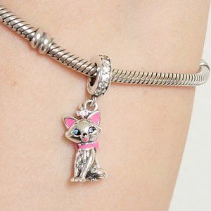 Charm Pink Cat for Pandora Bracelet S925